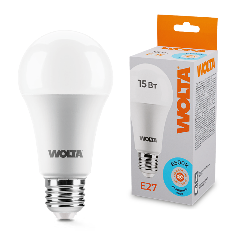 Светодиодная лампа WOLTA 25W60BL15E27 15Вт 6500К E27