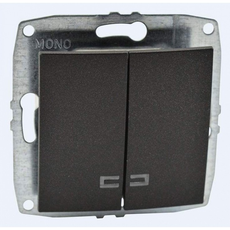 Выключатель двухклавишный с подсветкой механизм графит Mono Electric Despina/ Larissa 500-002025-103