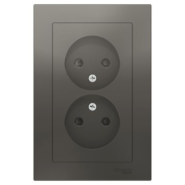 Розетка двойная Schneider Electric ATLASDESIGN, скрытый монтаж, со шторками, сталь, ATN000922