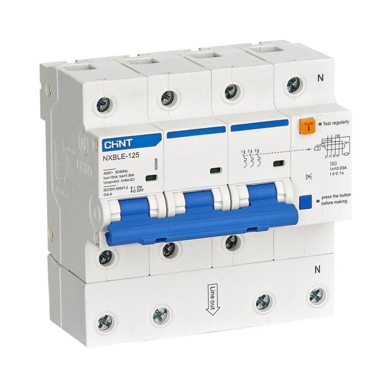 Выключатель автоматический дифференциального тока C 63А 30мА тип AC 10кА NXBLE-125 3P+N электронный (R) CHINT 820584