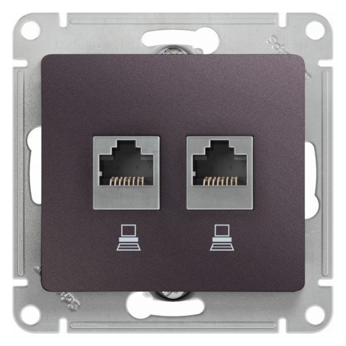 Розетка компьютерная 2xRJ45 Schneider Electric GLOSSA, скрытый монтаж, сиреневый туман, GSL001485KK